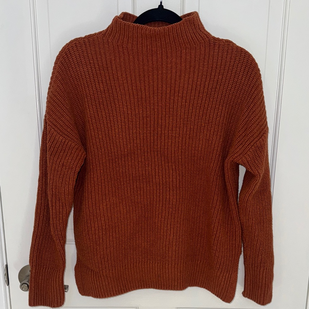 Max Studio Rust Orange Mock Neck Knit Sweater